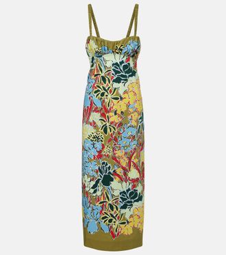 Alemais Al&eacute;mais Solstice floral cotton midi dress
