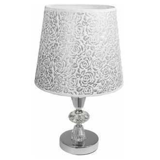 Trade Shop Trade Shop Traesio - Trade Shop - Lume Da Comodino Moderno Abat Jour Lumetto Tavolo Acciaio Paralume Glitter D19a