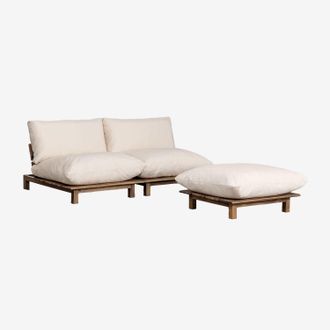 Sklum Sklum - Sof&aacute; Modular Reclinable De Jard&iacute;n De 2 Piezas Con Puff En Madera De Acacia Brina