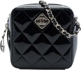 Chanel Pre-owned Quilted Patent Mini Crossbody - Dames - Vintage Mini Tas - Zwart - ONE Size - Leer - Vintage