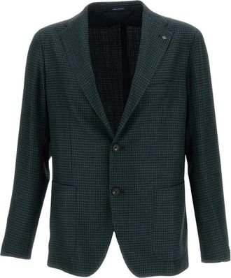 Tagliatore Single-Breasted Blazer - Heren - Business blazers - Groen - L - Wol - Kostuums