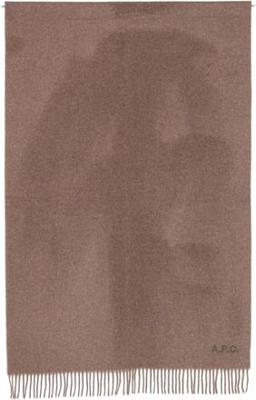 A.P.C. Alix Geborduurde Sjaal - Dames - Wintersjaals - Bruin - ONE Size - Wol - Accessoires