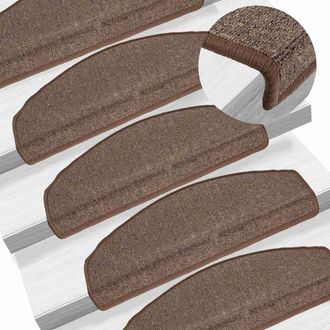 vidaXL Vidaxl - Tappetini Per Scale 15 Pz 65x24x4 Cm Marrone Caff&egrave; Semicircolari Grandi