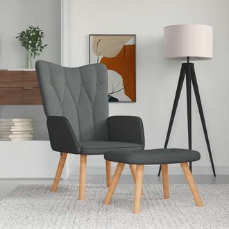 vidaXL Sill&oacute;n De Relax Con Taburete Tela Gris Oscuro Vidaxl