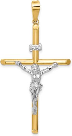 Diamond2Deal 14k Two-tone Gold Polished Jesus Crucifix Pendant