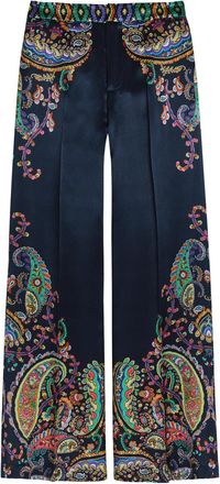 Etro Paisley-print Satin-crepe Trousers - Black - 46 (UK14 / L)