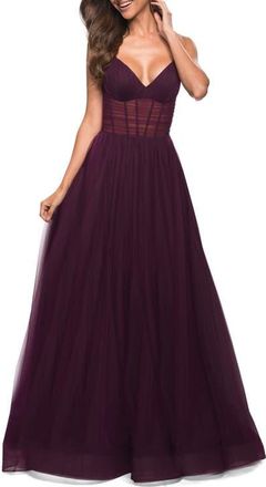 La Femme Tulle Ballgown in Dark Berry at Nordstrom, Size 12