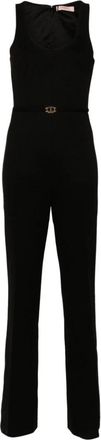 Twinset Zwarte Flared Broek met Goudkleurig Logo - Dames - Jumpsuits - Zwart - S - Jumpsuits & Playsuits