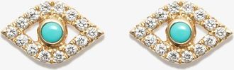 Sydney Evan 14K Yellow Gold Large Evil Eye Turquoise Diamond Earrings - Womens - Diamond/Turquoise/14kt Yellow Gold