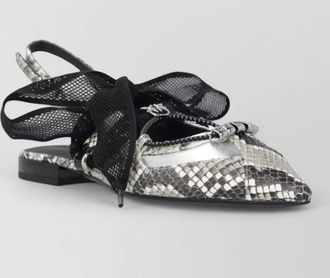 Pinko ballerina flats bow mesh pointed toe slingback