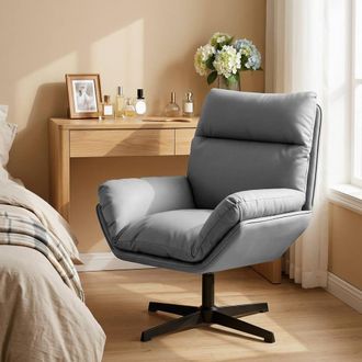 HOMCOM Accent Chair with 360&deg; Swivel in Dark Grey | Size: Armchair