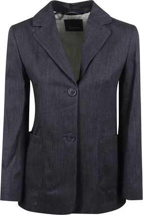 Max Mara Derna Blazer - Dames - Blazers - Blauw - S - Linnen - Jassen