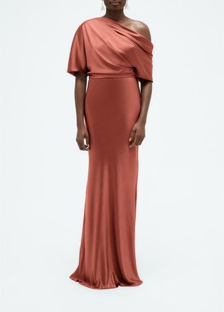 Amsale Liquid Satin Slouch Gown in Cayenne at Nordstrom, Size 12