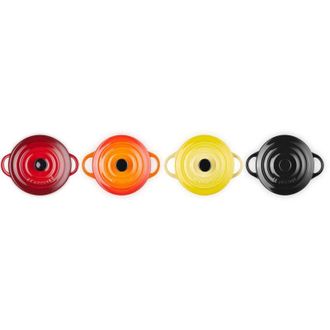 LE CREUSET 4x1 Le Creuset Mini Br&auml;terset M. Deckel 10x5cm. Feuer U. Flamme