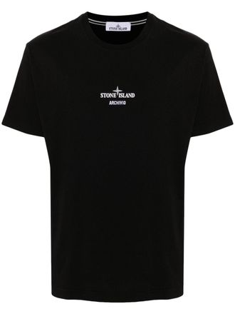 Stone Island Katoenen T-shirt met logoprint - Zwart