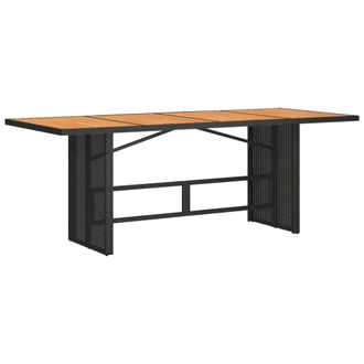 Berkfield Home Garden Table with Acacia Wood Top Black 190x80x75 cm Poly Rattan | Size: 190 x 80 x 75 cm