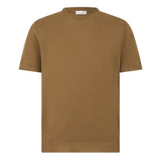 Roberto Collina Round-neck Knitwear, male, Beige, Size: XL Short sleeve t-shirt textured effect