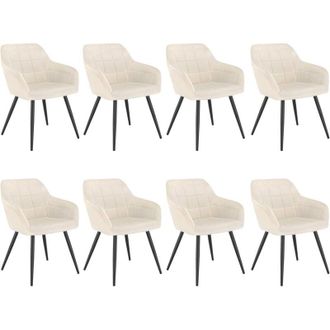 Woltu Sedie Set di 8 Sedie da Pranzo Sedie da Cucina con Gambe in Metallo per Sala da Pranzo, Velluto, Crema