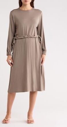 Go Couture Long Sleeve Blouson Dress in Hazelnut at Nordstrom Rack, Size X-Large