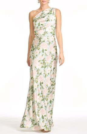 Sachin & Babi Delphine Floral One-Shoulder Gown in Celadon Sweetbriar at Nordstrom, Size 14