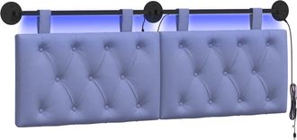 vidaXL Testiera Sospesa Con Luce Led Blu Jeans Tessuto Vidaxl