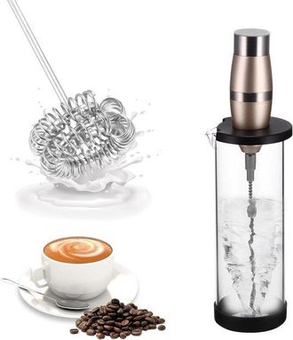 OEM Espumador De Leche El&eacute;ctrico, Mini Batidora De Mano Multifuncional Con Vaso Medidor Y Funciona Con Pilas, Ideal Para Matcha, Latte, Negro