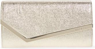 Jimmy Choo London Emmie Glitter Leather Clutch in Platinum Ice/Light Gold at Nordstrom
