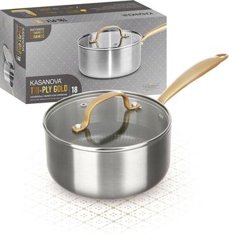 KASANOVA Casseruola 18 cm triplo strato Tri Ply - Gold con coperchio