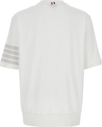Thom Browne Mens T-Shirt Classic Collar White Cotton T-Shirts And Polos