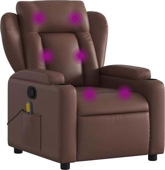 vidaXL Vidaxl - Sill&oacute;n De Masaje Reclinable Cuero Sint&eacute;tico Marr&oacute;n