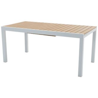 Vente-Unique Tavolo pranzo giardino allungabile Allum. e Polywood L.170/230cm Naturale chiaro e Bianco - MACILA di MYLIA