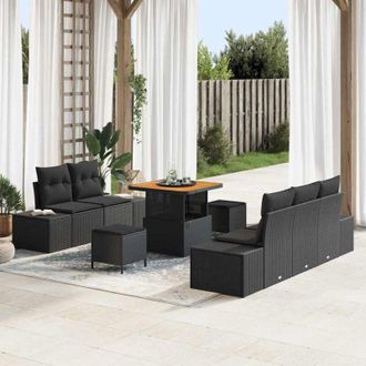 vidaXL Vidaxl - Conjunto De Sof&aacute; De Jard&iacute;n 8 Pcs Negro 80 X 80 X 71 Cm
