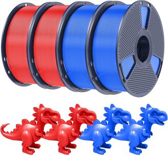 OEM Filamento Para Impresi&oacute;n 3d, 4 Kg En Total, Pla Biodegradable, Silk Pla 2 Rojo-2 Azul