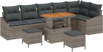 vidaXL Vidaxl - Conjunto De Sof&aacute; De Jard&iacute;n Con Coj&iacute;n 9 Pcs Gris 90 X 55 X 71 Cm