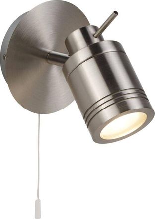 Searchlight Samson - Foco De Pared Para Ba&ntilde;o Led 1 Luz Plata Satinado Ip44, Gu10 - Searchlight