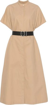 Jil Sander Abito midi con cintura - Marrone