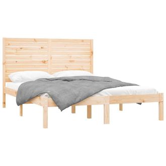 Berkfield Home Beautiful Bed Frame Solid Wood 120x200 cm in Light Tan | Size: Small Double