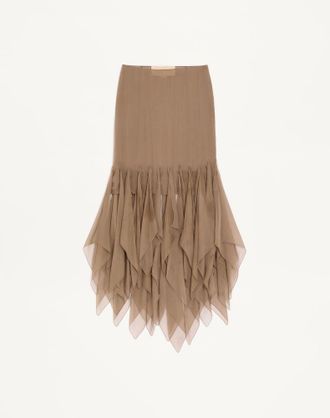 Valentino Gonna Asymmetrica In Chiffon Donna VERDE MILITARE 38