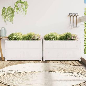 Berkfield Home Garden Planters 2 pcs White Solid Wood Pine