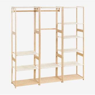 Sklum Armario Modular Abierto De 3 Piezas Con Estanter&iacute;a En Bamb&uacute; Deneb Sklum