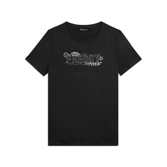 Freddy T-shirt Manica Corta con Decori Floreali e Borchie