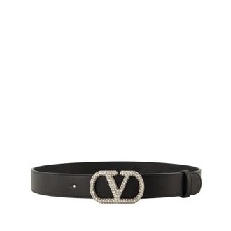 Valentino Garavani VLogo Signature Riem - Dames - Riemen - Zwart - 75 CM - Leer - Accessoires