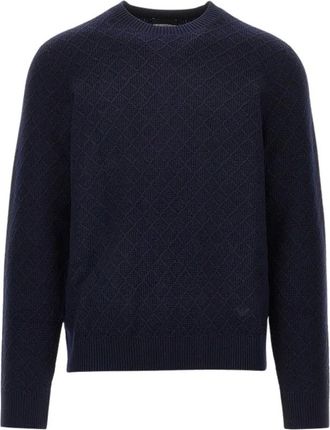 Emporio Armani M6266 Gebreide Trui - Heren - Truien - Blauw - Maat: XL Wol