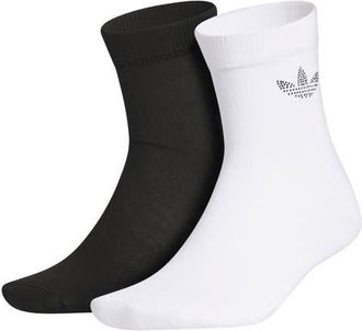 adidas Gender Inclusive Originals Rhinestone Assorted 2-Pack Quarter Socks in Black/Grey/White at Nordstrom, Size Medium