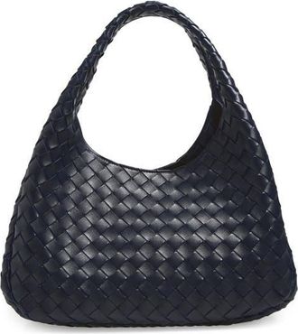 Bottega Veneta Campana Intrecciato Leather Shoulder Bag in 4338 Midnight-Muse Brass at Nordstrom