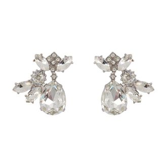 Self Portrait Multi Crystal Cluster Earrings - female - Self Portrait - Earrings - Gray - ONE SIZE - Accessories