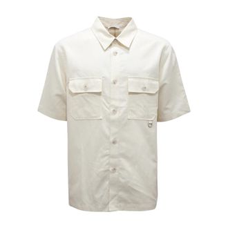Paolo Pecora Katoen Linnen Shirt in Stijl 24Ec 1M0G0810063 - Heren - Korte mouwen Overhemden - Wit - XL - Katoen - Overhemden