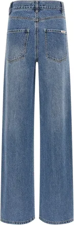 Self Portrait Rhinestone-Embellished Straight-Leg Jeans - Blue