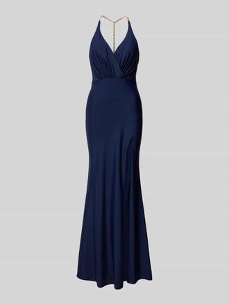 Luxuar Luxuar Abendkleid mit Gehschlitz in Marine, Gr&ouml;&szlig;e 32