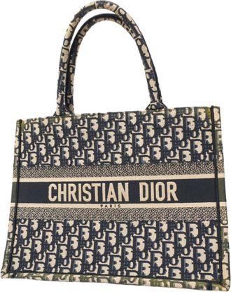Dior Beige Navy Canvas Tote Bag (Pre-Owned)